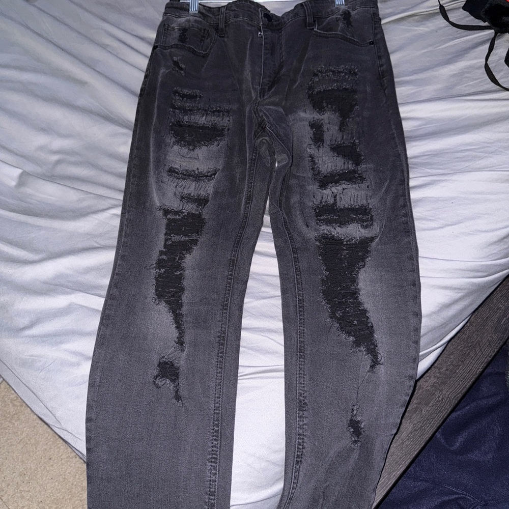 Men's Distressed Black Jeans